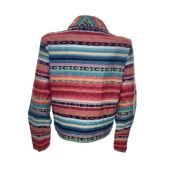 New Identity Womens Striped Woven Jacket Multicolor Bohemian Style Button Front - Picture 2 of 5